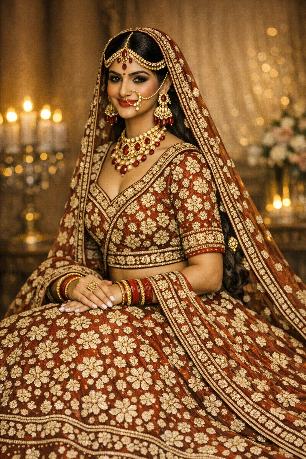 Heritage Bridal Lehenga in Deep Red — Handcrafted Punjabi Couture by Kothi Couture