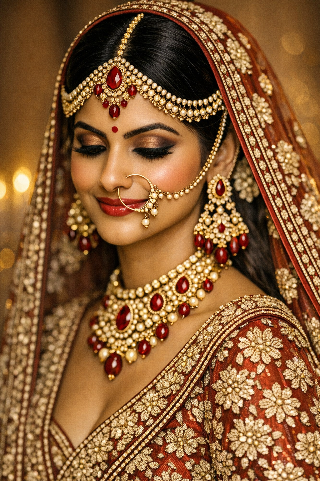 Heritage Bridal Lehenga in Deep Red — Handcrafted Punjabi Couture by Kothi Couture