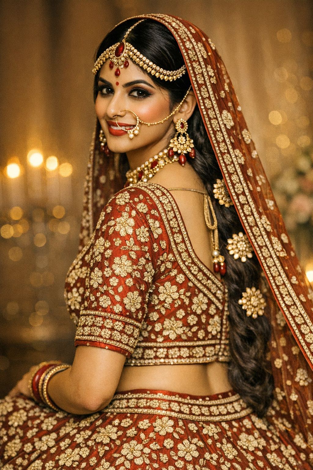 Heritage Bridal Lehenga in Deep Red — Handcrafted Punjabi Couture by Kothi Couture