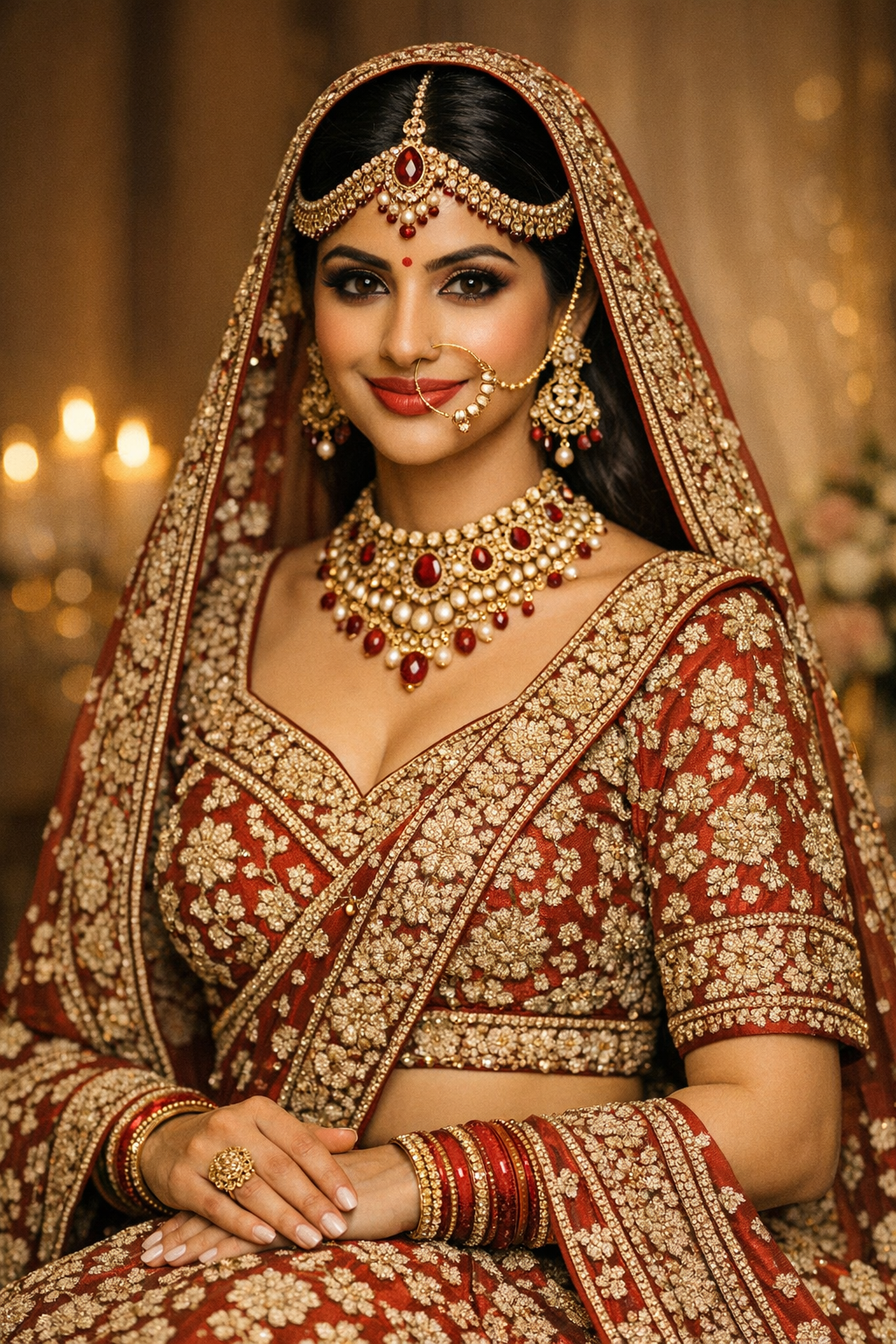 Heritage Bridal Lehenga in Deep Red — Handcrafted Punjabi Couture by Kothi Couture